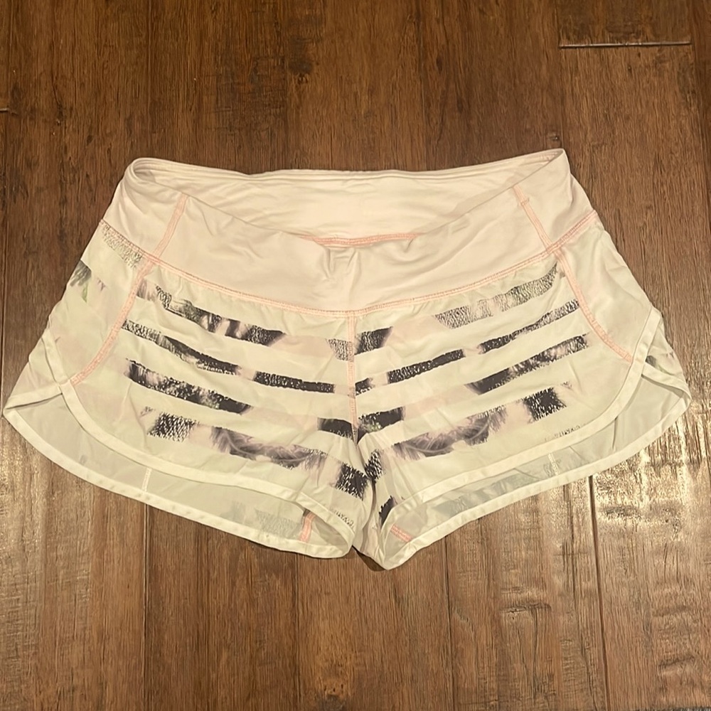 Lululemon, Speed shorts, size 10, white/black/pink